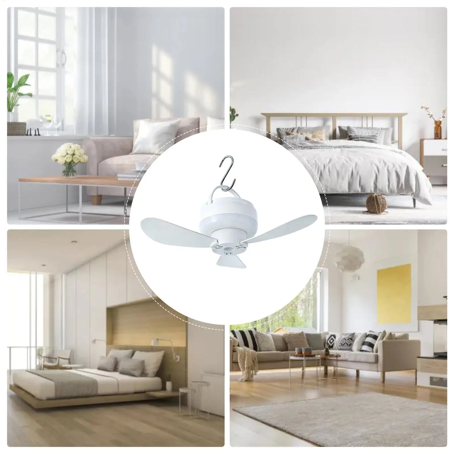 Ceiling Fan With LED Light and Remote Control USB Charging Household Outdoor Camping Tent Student Dormitory Bed Small Fan