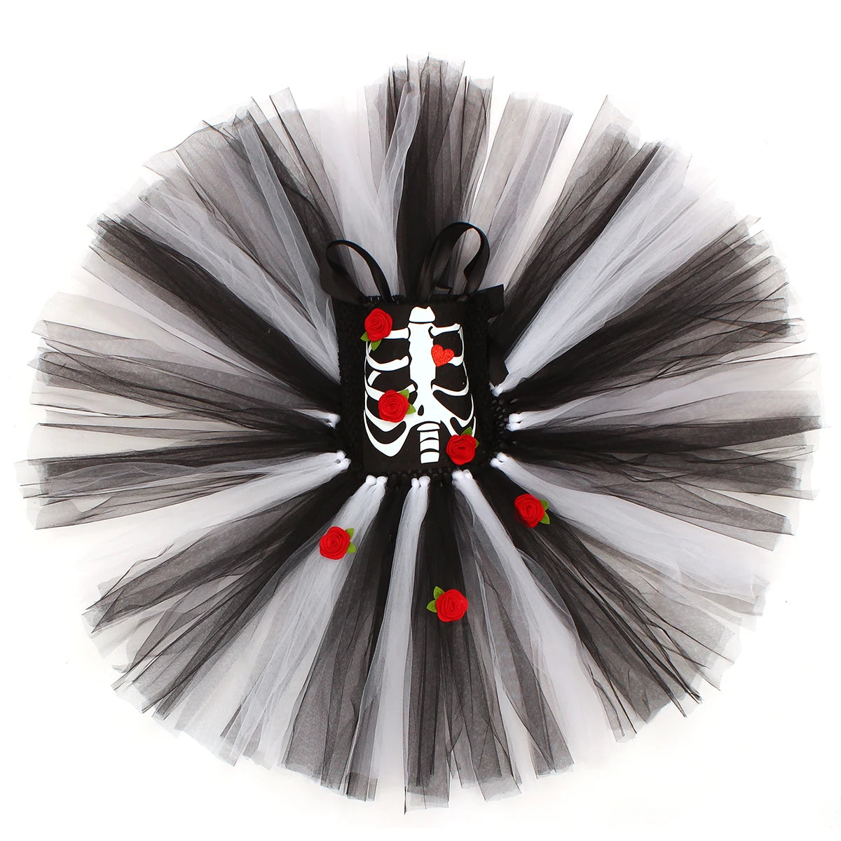Girls Scary Skeleton Halloween Costume for Kids Zombie Corpse Bride Tutu Dress Children Day of The Dead Rose Bone Ghost Dress Up