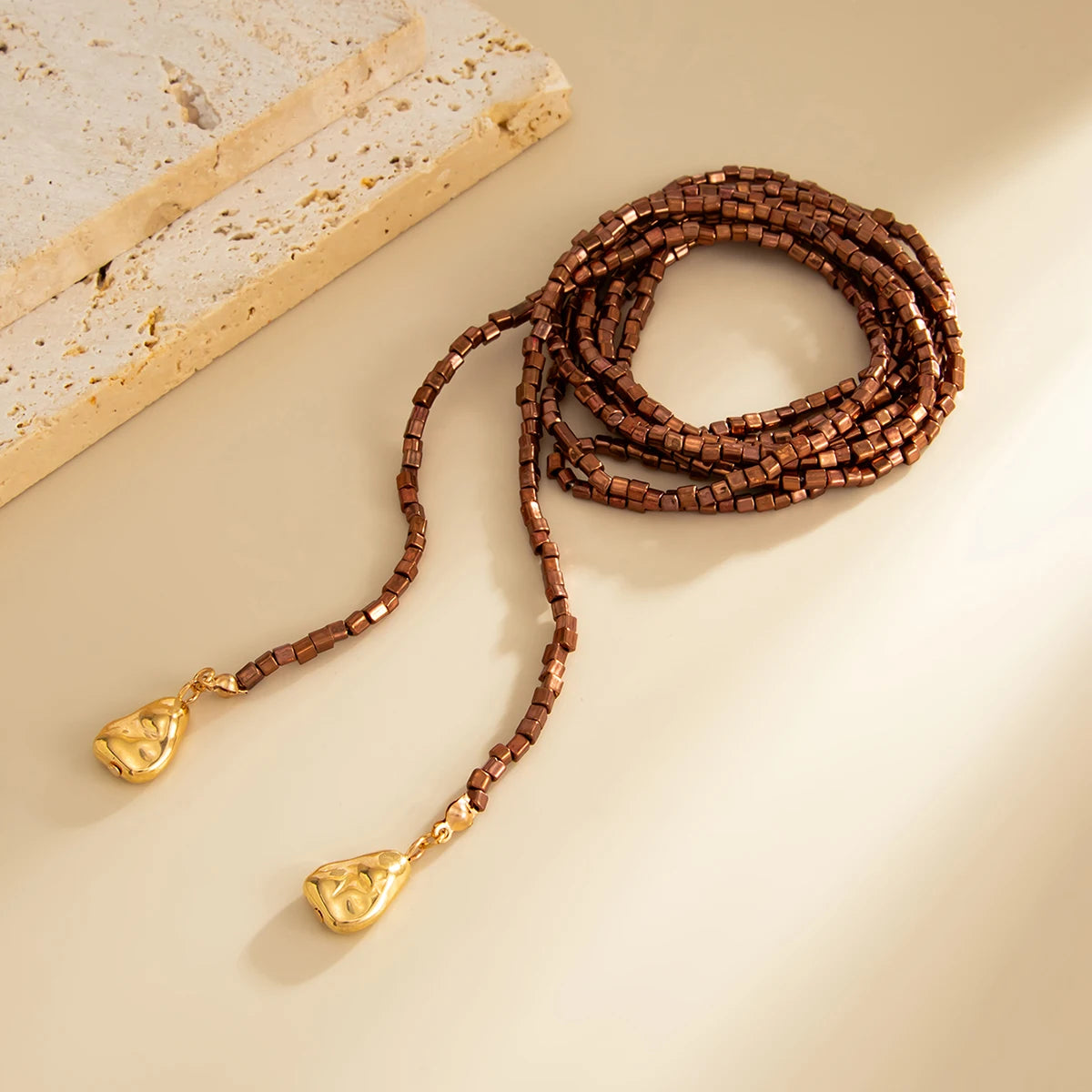 PuRui Fashion Simple Y-shaped CCB Beads Chain Necklace For Women Sexy Vintage Adjustable Sweater Chains Femme Charm Jewelry New