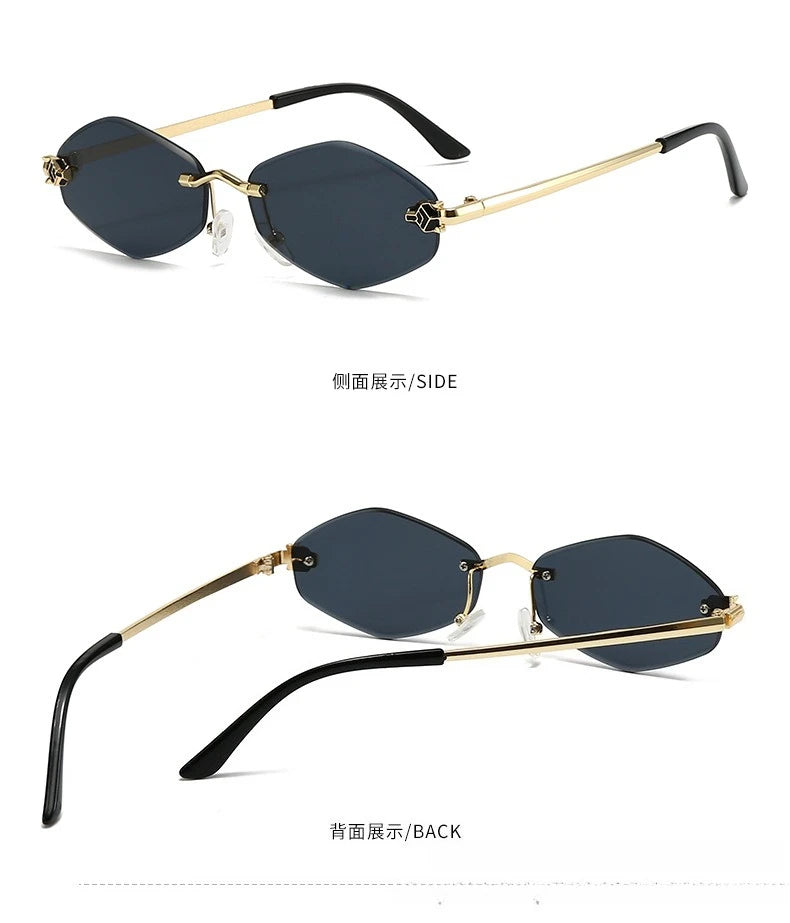 Popular Fashion Women Men Shades Rhombus Sun Glasses Female Male Summer Traveling UV400 Rimless Sunglasses Lentes De Sol Mujer