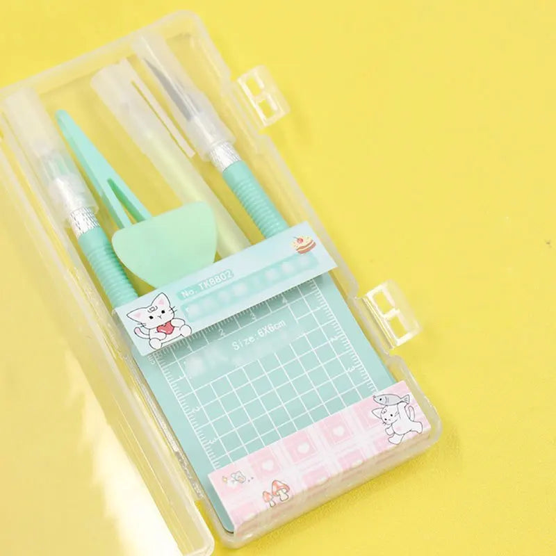 DIY Art Craft Tool Set with Cutting Mat & Sculpting Tools, Multi-Functional Creative Kit with Clear Storage Box for Handmade Pro