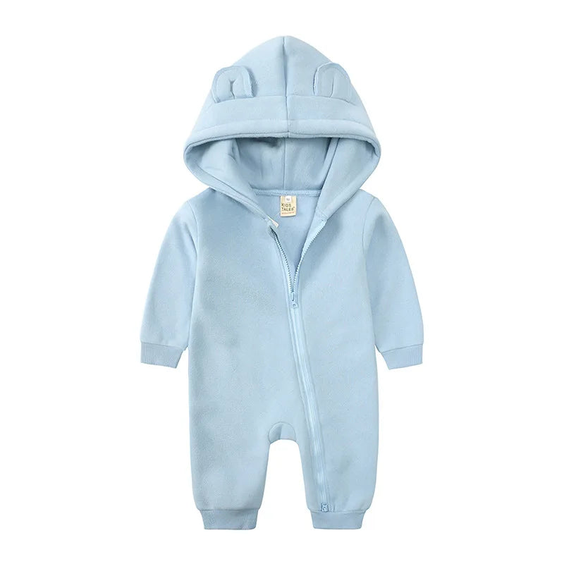 Baby Jumpsuits Rompers Winter Hooded Outfit Hoodies One-pieces Growings Zipper Jumpers Boys Girls Newborn 59-90cm Ropa De Bebe