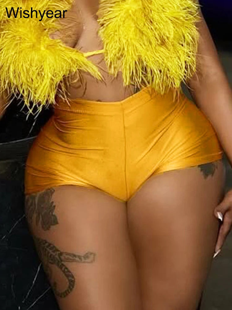 Trendy Night Club Women's High Shine Stretch Satin Hot Pants Sports Scrunch Shorts Workout Running Leggings Athletic Bottoms y2k