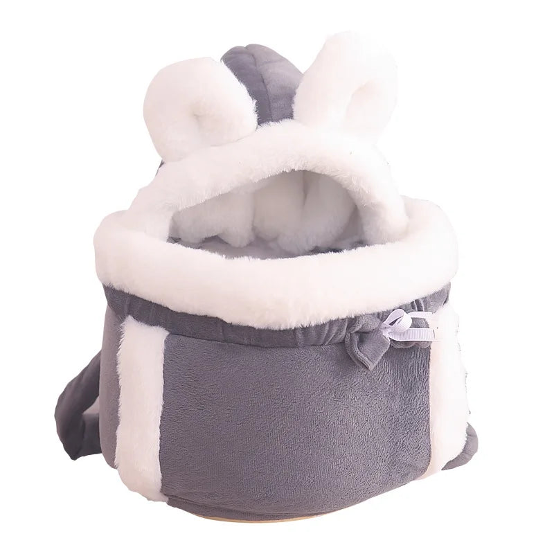 Lovely Pet Carrying Dog Cat Carrier Backpack Warn Plush Travel Bag Chest Pack Breathable Cat Animal Transport Backpack