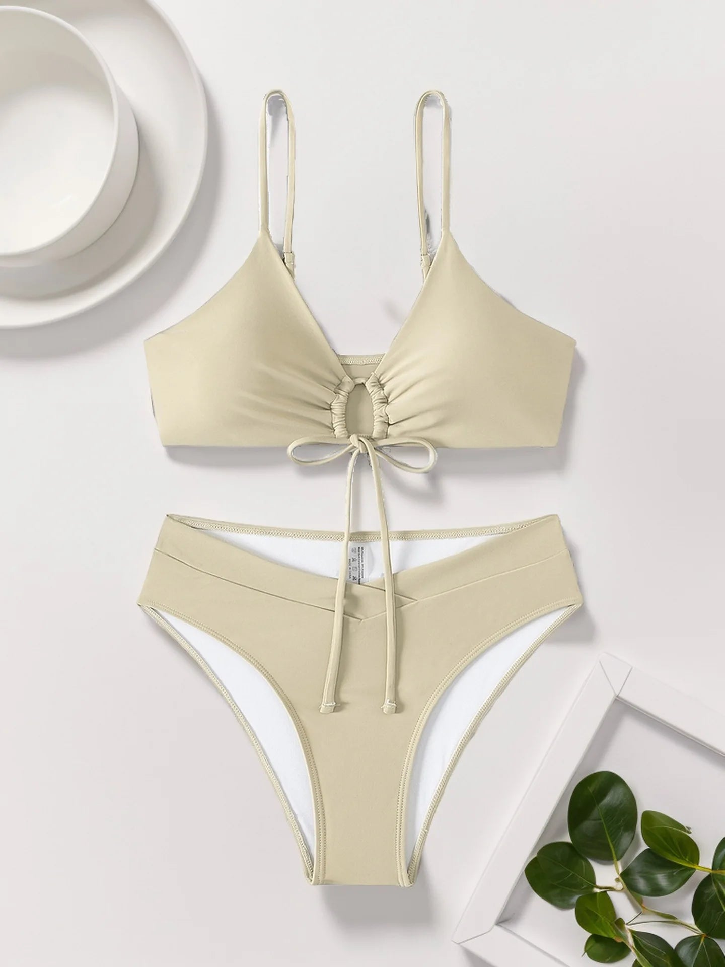 Sexy Bikini Set Women Adjustable Lace Up Solid Color Two Piece Swimsuit 2026 Summer Beach Bathing Suit Fashion New Beachwear