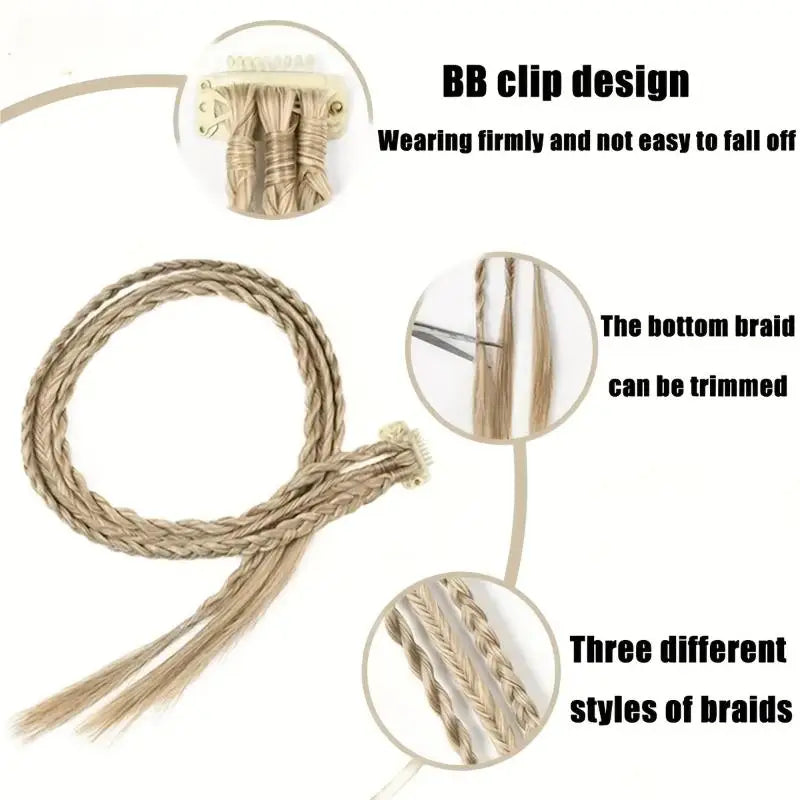 1Pairs Synthetic Wig Braids With Clip Boxing Braid Dreadlocks Clip In Hair Extension Dirty Braids Boxer Braid Hair Pieces