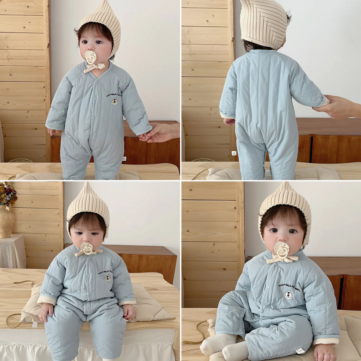 New Embroidered Baby Romper Autumn Winter Thicken Cotton One-piece Bodysuits for Boys Girls Outdoor Cotton Jacket Jumpsuit