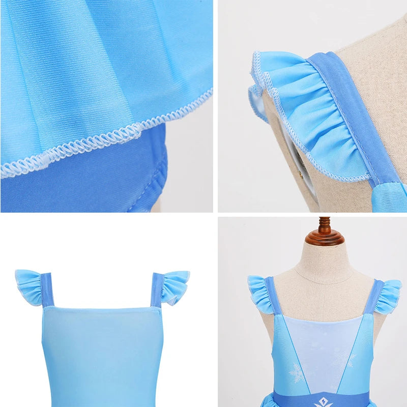Girls Ruffle Style Princess Swimwear Rapunzel Separate Swimsuit Kids Elsa Anna Jasmine Princess Swimsuits Beach Bikini