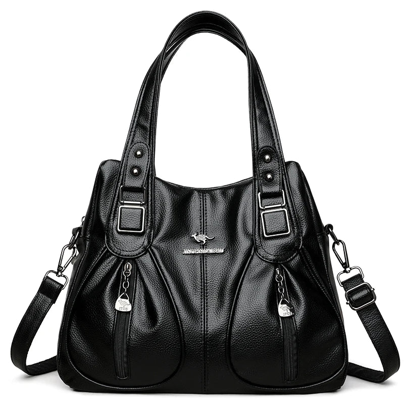Genuine Brand Top Quality Soft Leather Casual Tote Bags for Women Handbag Luxury Female Shoulder Crossbody Sac Winter Style Bag