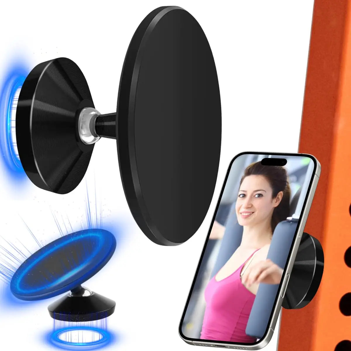 Gym Mate Magnetic Phone Mount &Double-sided Magnetic Suction Phone Holder for MagSafe. Shoot Hands-Free Videos While Working Out