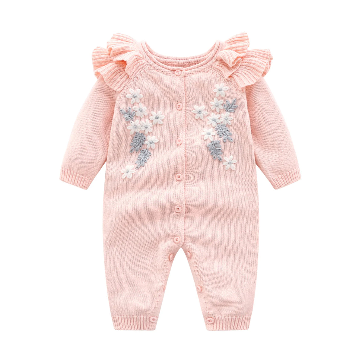 Autumn Winter Toddler Kids Clothes Set Warm Long Sleeve Flower Jumpsuit With Hat For Infant Baby Cute Romper Casual Homewear