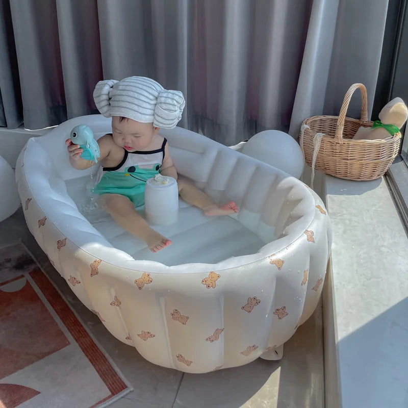 Ins Children Inflatable Bathtub Cartoon Manual Inflatable Baby Bath Indoor Kids Swimming Pool Portable Newborn Shower Products