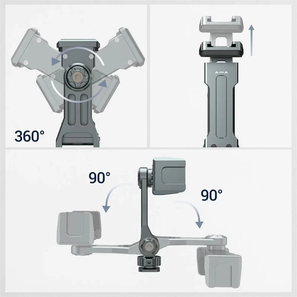 LEAPLIGHT Upgrade Aluminum Phone Tripod Mount Smartphone Holder Adapter W Arca Cold Shoe for iPhone 15 14 13 Phone Mic Light