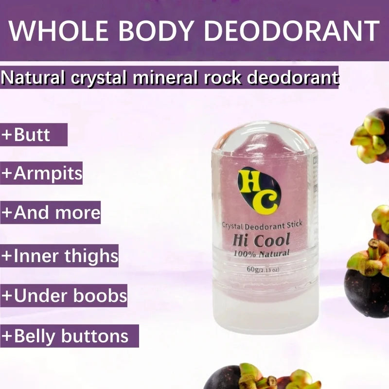 60g Natural Alum Crystal Deodorant Stick for Women & Men – Potassium Alum Stone for Odor Control,Non-Sticky Mineral Rock Design
