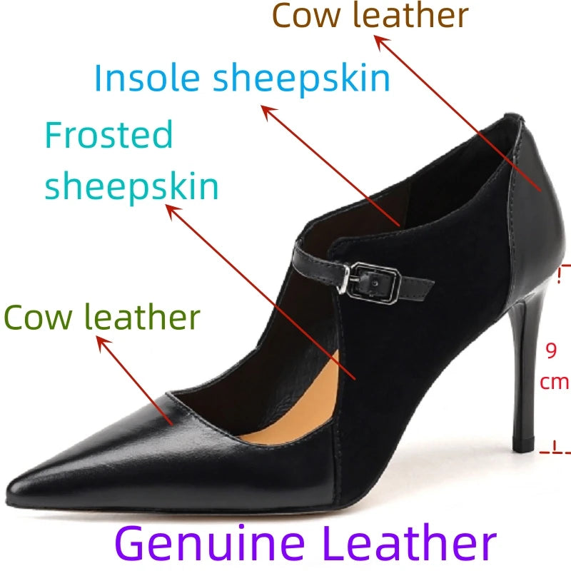【JOCHEBED HU】Size 33-40 2023 New Soft Genuine Leather Women Heels Fashion Sexy Club Party Wedding High Heel Shoes