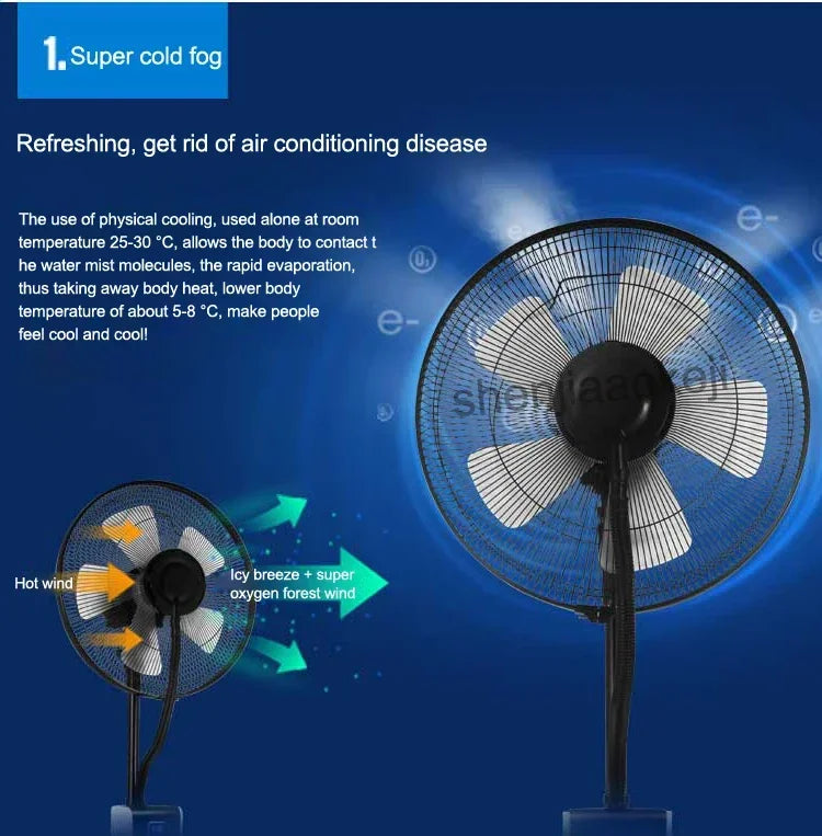 Office air humidifier Electric Fan Water mist fan Air condition fans cold fog fan remote control 12h timing