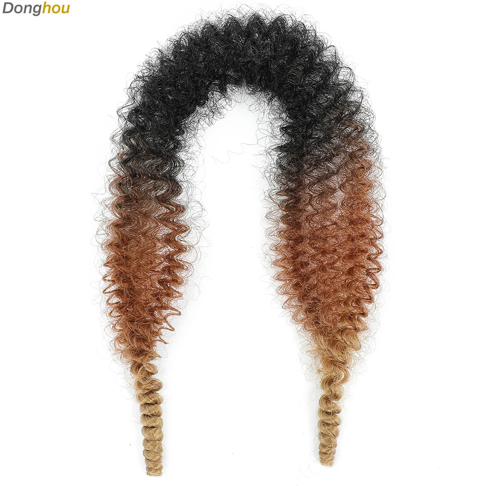 Donghou Ombre Blonde Ginger Afro Twist Hair 350 1B 30 27 613 Bug Colors Springy Twist Braiding Hair for Soft Locs Marley Braids