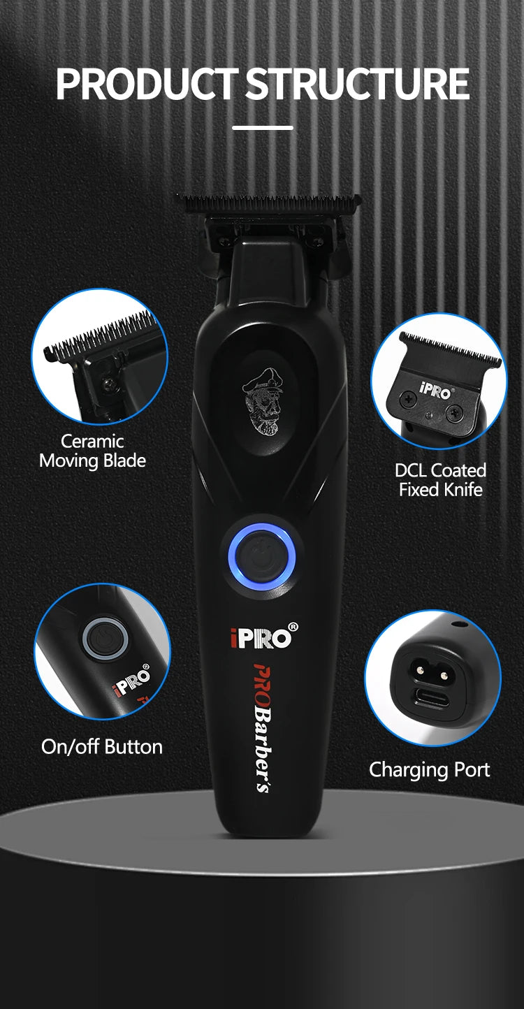 iPRO S1082 Professional Electric Hair Clipper 7700RPM High Speed 1600mAh Long Battery Life Magnetic Comb Attachment Set