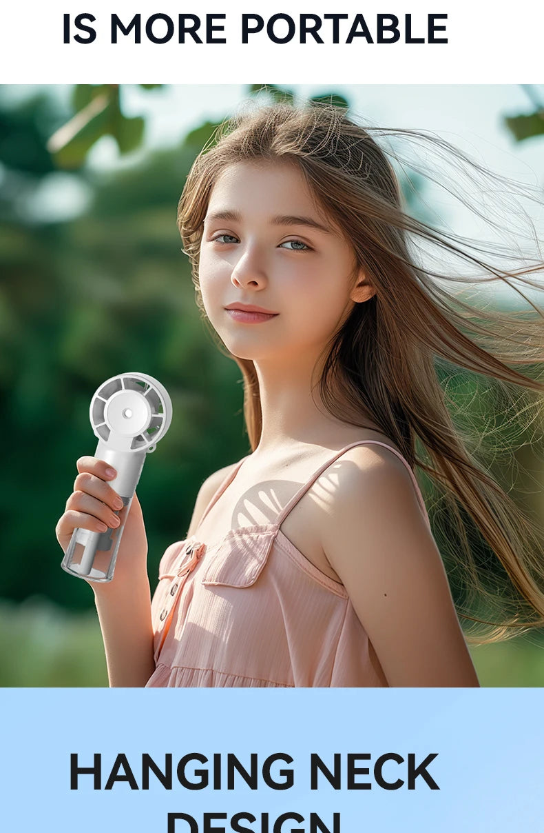 HOMEFISH Handheld Misting Fan Portable Mister Fan  Rechargeable Spray Water Mist Fans Mini Cooling Mister Fans with 4 Speed Wind