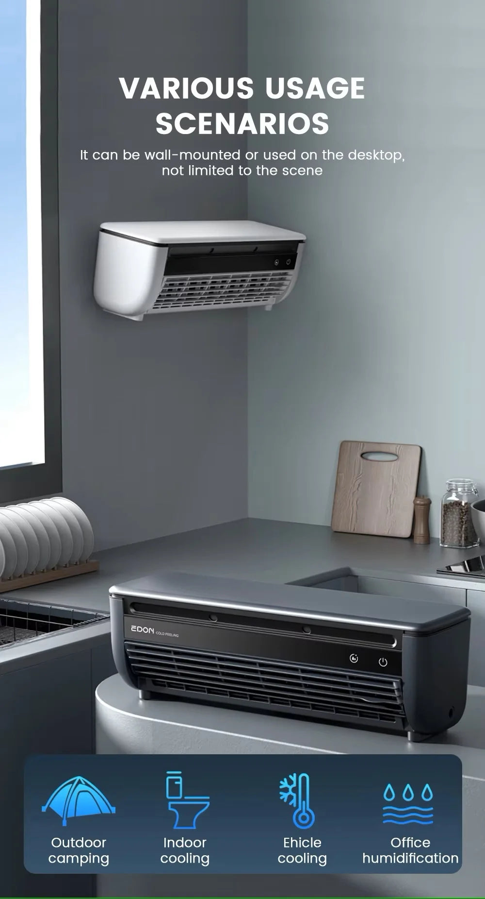 New Model Cooling Wall Fan Large Wind Force Charging Fan Home Use Table Standing Remote Control Kitchen Air Conditioner