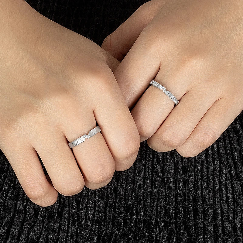 PERFANY All Moissanite Ring for Women Men S925 Pure Silver Couple Ring Simple Wedding Fashion Jewelry Birthday Gift