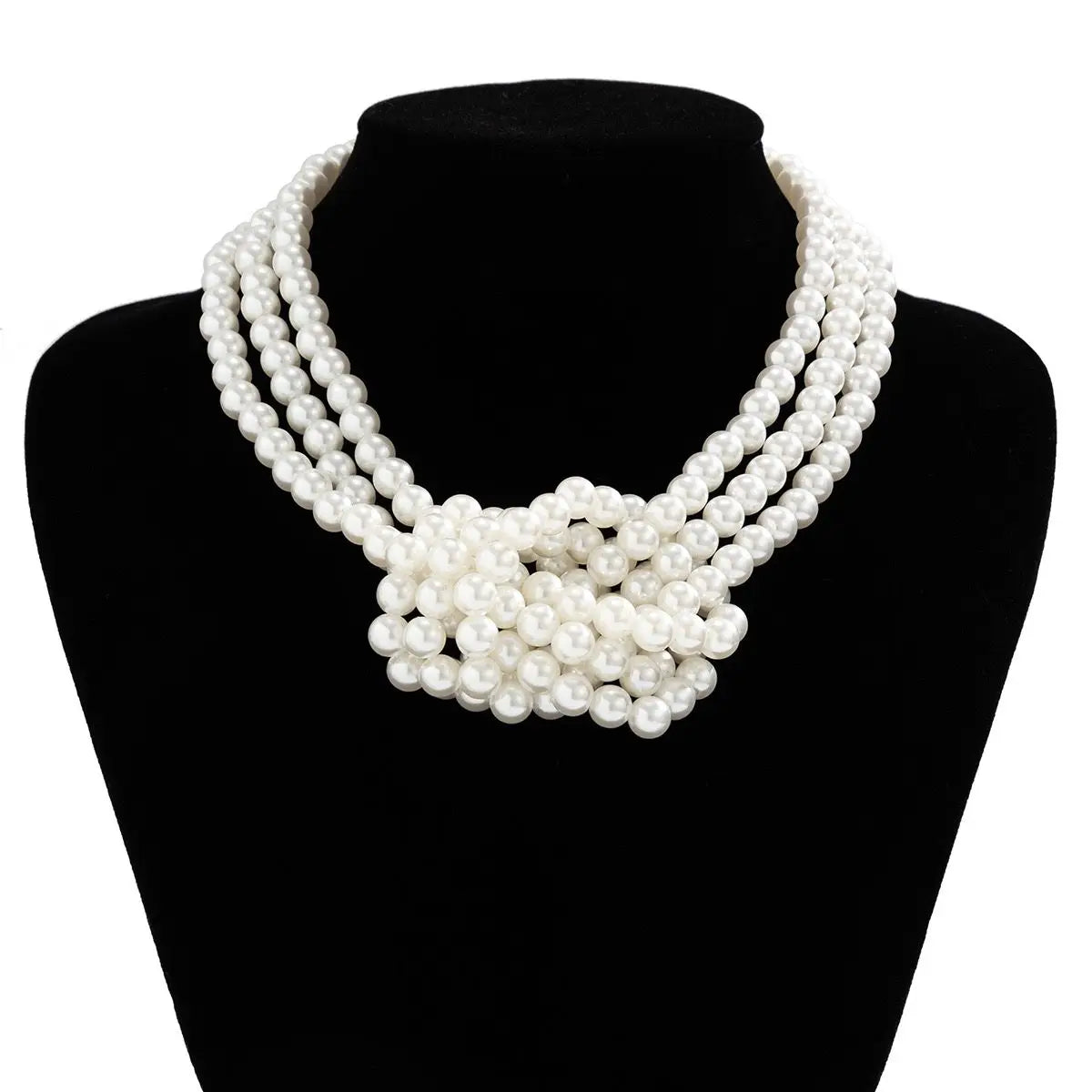 Fashion Black White Imitation Pearl Patchwork Chain Necklace For Women Female Vintage Sexy Multilevel Bead French Choker Jewelry