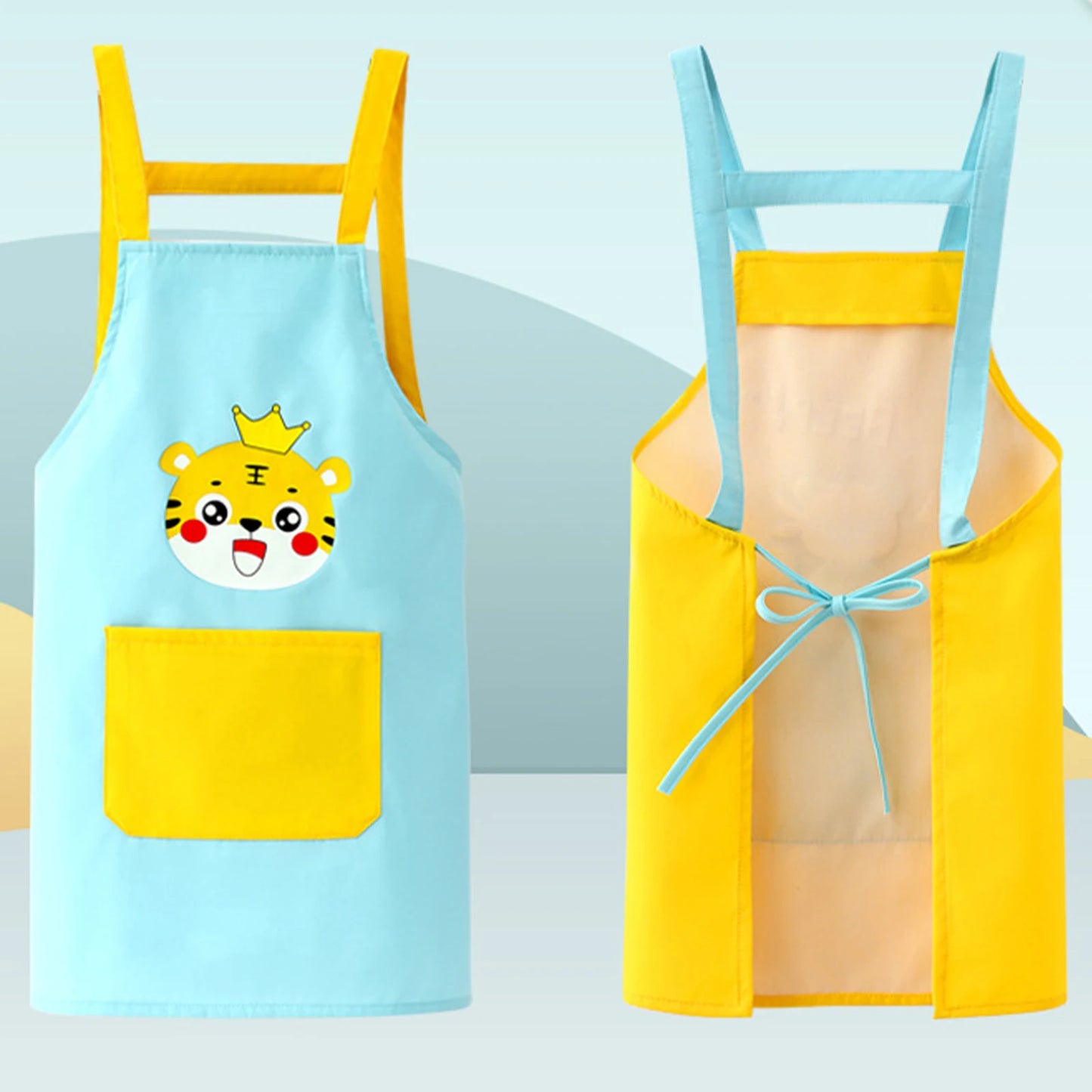 Kids Artist Costume Accessories Set Painter Dress-Up with Hat Animals Pattern Apron Arm Sleeve for Halloween Career Day Costume
