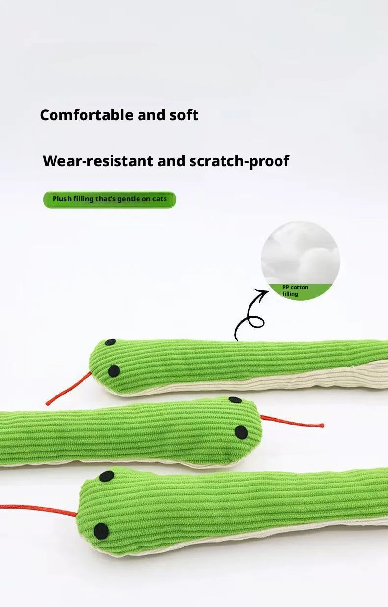 Interactive Snake‑Shape Pet Chew Toy, Bite‑Resistant Plush Sound Toy Teeth‑Cleaning for Kittens Puppies Small Pets