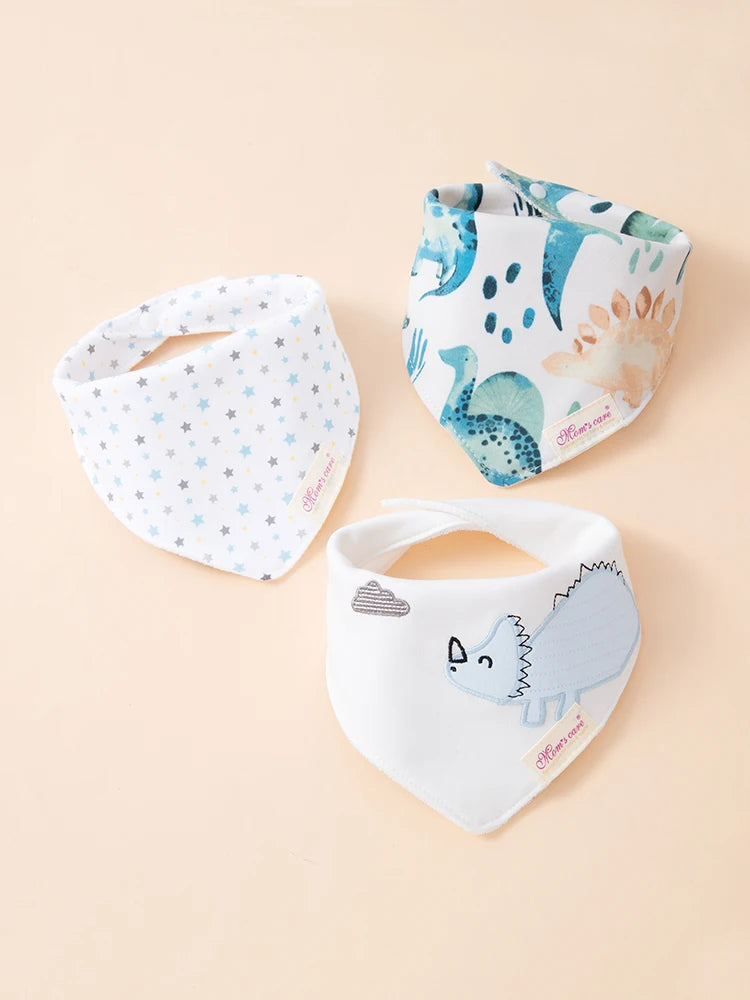 3Pcs Baby Feeding Bib Made of Cotton Mouth Water Towel Double-layer Soft Comfortable Adjustable Size Sccessories 0-3 Y