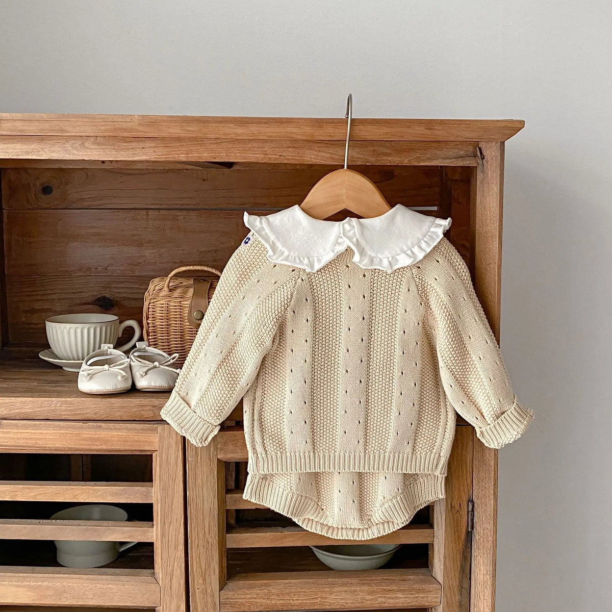 Autumn Sweater for Baby Girls, Embroidered Hollow Knitted Jacket + Optional 2-Piece Set of Khai