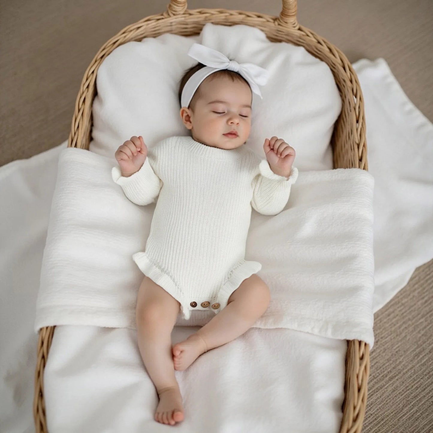 Baby Clothing Autumn  Rompers Cotton Knit Girl Romper Long Sleeve Ruffle Trim Infant Jumpsuit Overalls Newborn Clothes
