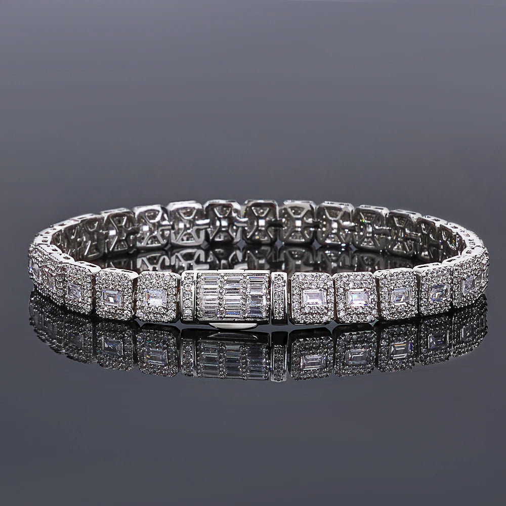 Personalized Fashion Niche Jewelry Hip Hop Cuban Rock Sugar Bracelet Sparkling Zircon 7.5mm Tennis Chain Men's Jewelry
