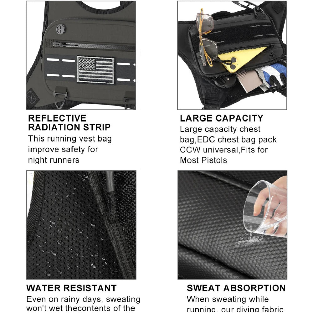 Outdoor Running Cycling Chest Bag Water-Resistant Lightweight With Phone Pouch For Fitness Commute Multi-Scene Men Women