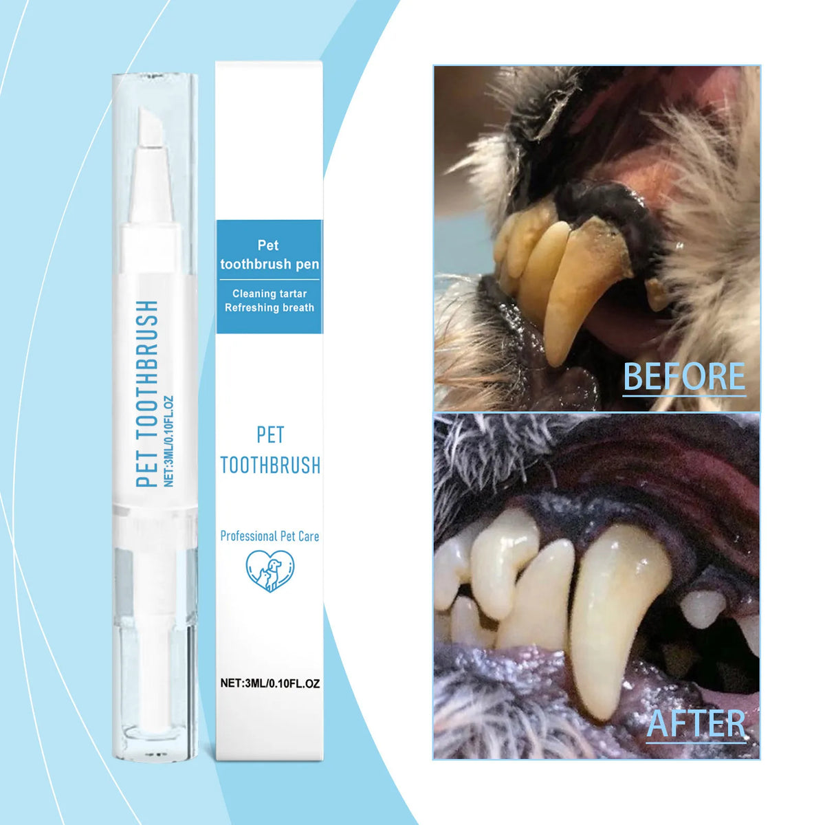 Pet Toothbrush Pen Teeth Cleaning Tool Fresh Breath Pet Toothbrush Toothpaste All-in-One Teeth Cleaning for Dogs and Cats