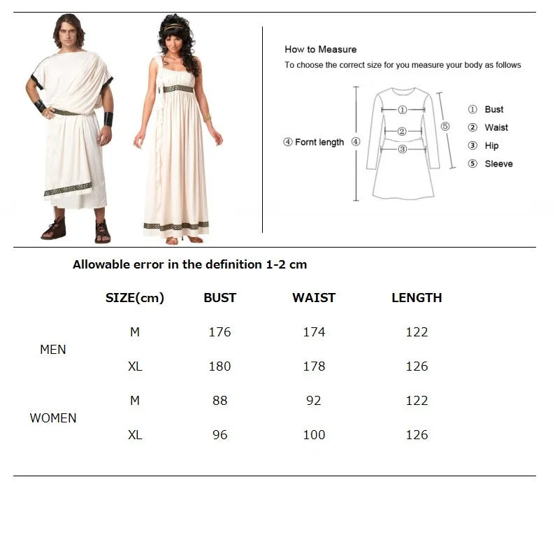 Halloween Man Women Ancient Greek Mythology Rome Toga Robe Greek Mythology God Goddess Costume Couples Fantasia Fancy Dress