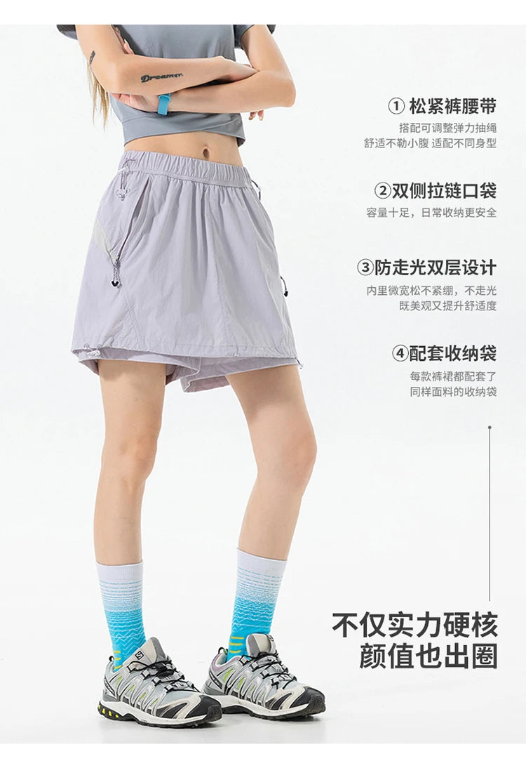 Outdoor Sport Skirts Shorts Women Summer Streetwear Hiking Lightweight Quick Dry Loose Casual Cargo Shorts Skirts