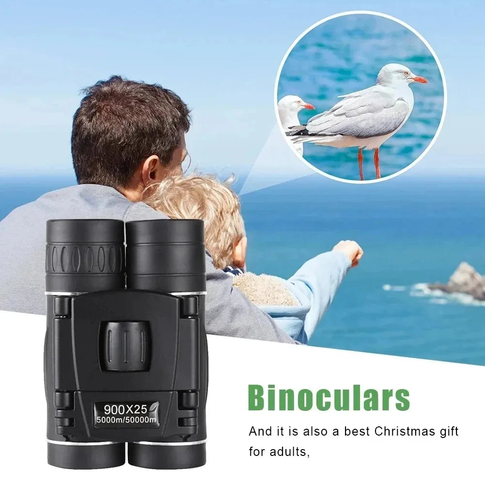 Portable 900x25 HD Zoom Binoculars with BAK4 Prism Long Range Folding Low Light Jumelles for Hunting And Camping