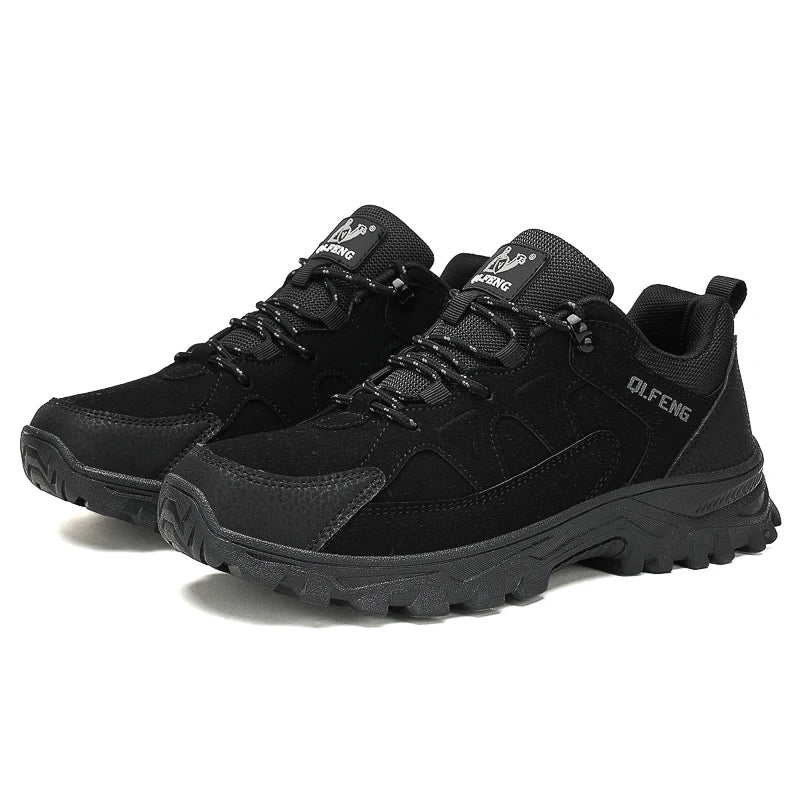 Men's Outdoor Lace-Up Leather Comfortable Versatile Lightweight Hiking Shoes Casual Sports Footwear