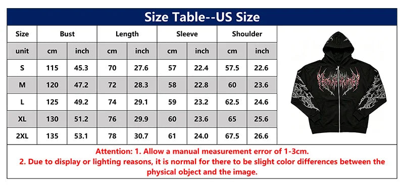 Men Gothic Skull Thorn Graphic Full Zip Up Hoodie Fleece Lined Long Sleeve Winter Punk Goth Streetwear Oversized Sweatshirt