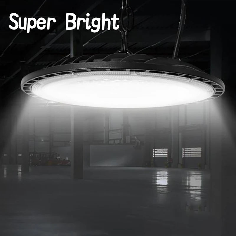 Super Bright UFO LED High Bay Light AC85-265V 100W-300W IP65 Waterproof Commercial Industrial Garage Workshop Gym Market Lamp