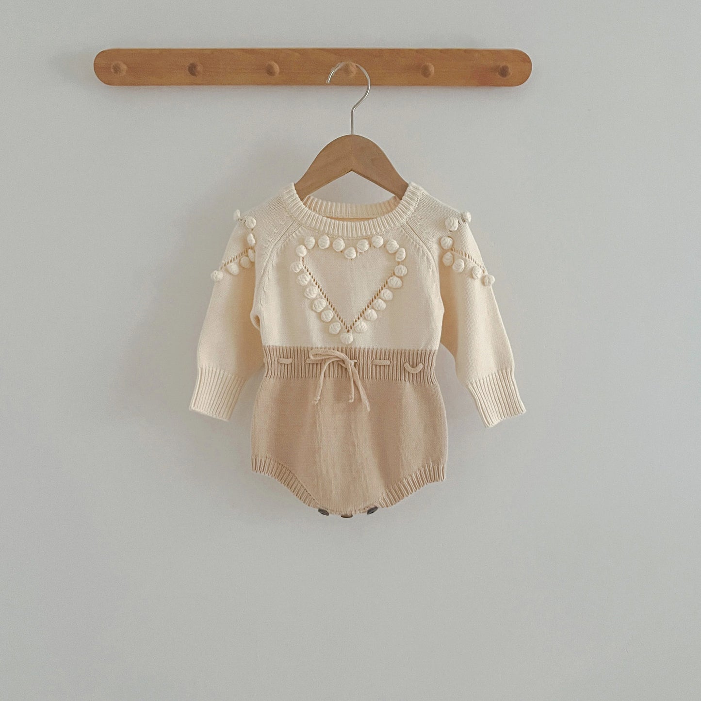 Autumn Lovely Heart Jumpsuit Infant Baby Girl Knitted Clothes Love Romper Bodysuit Outfit Spring Cotton Knitted Sweater Bodysuit