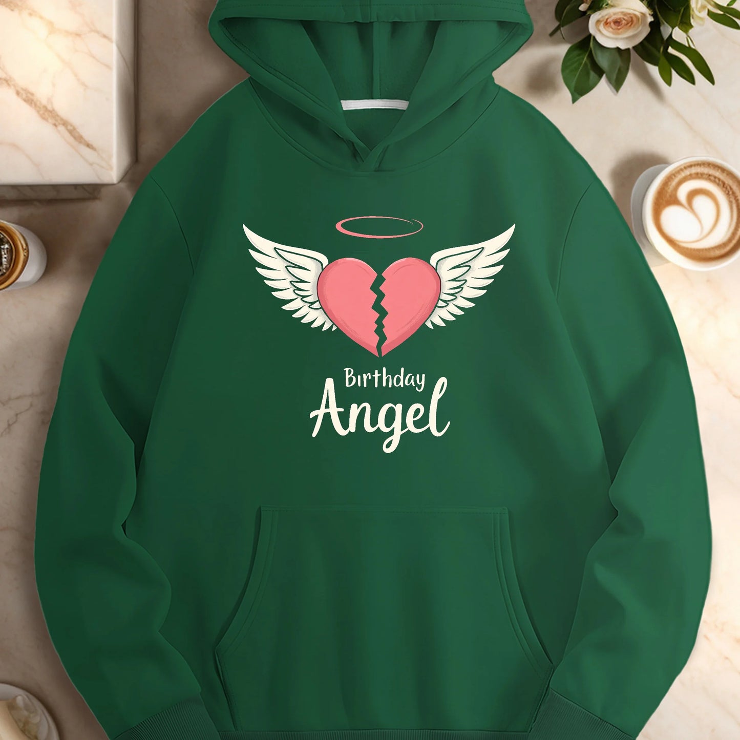 Heart Mom s Birthday Angel  women's casual hoodies