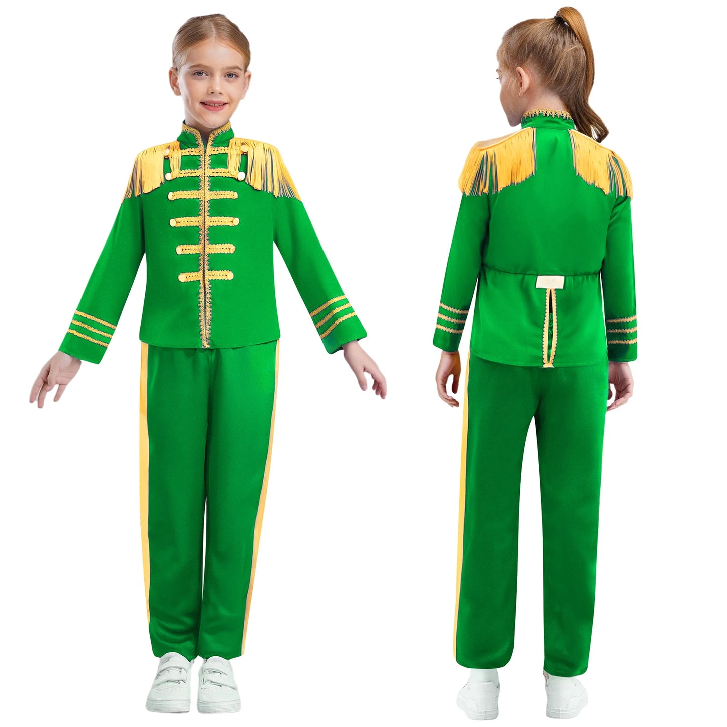 Kids Girls 60s Retro Hippie Rock Band Musician Costume Halloween Cosplay Carnival Party Circus Drummer Parade Tassel Jacket Coat