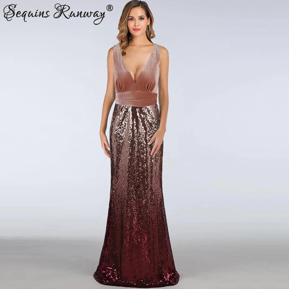 Sexy vintage Maxi Sequin cocktail Dress bridesmaid Prom Dresses for Women Casual Party Long sleeve club Bodycon Dress vestidos