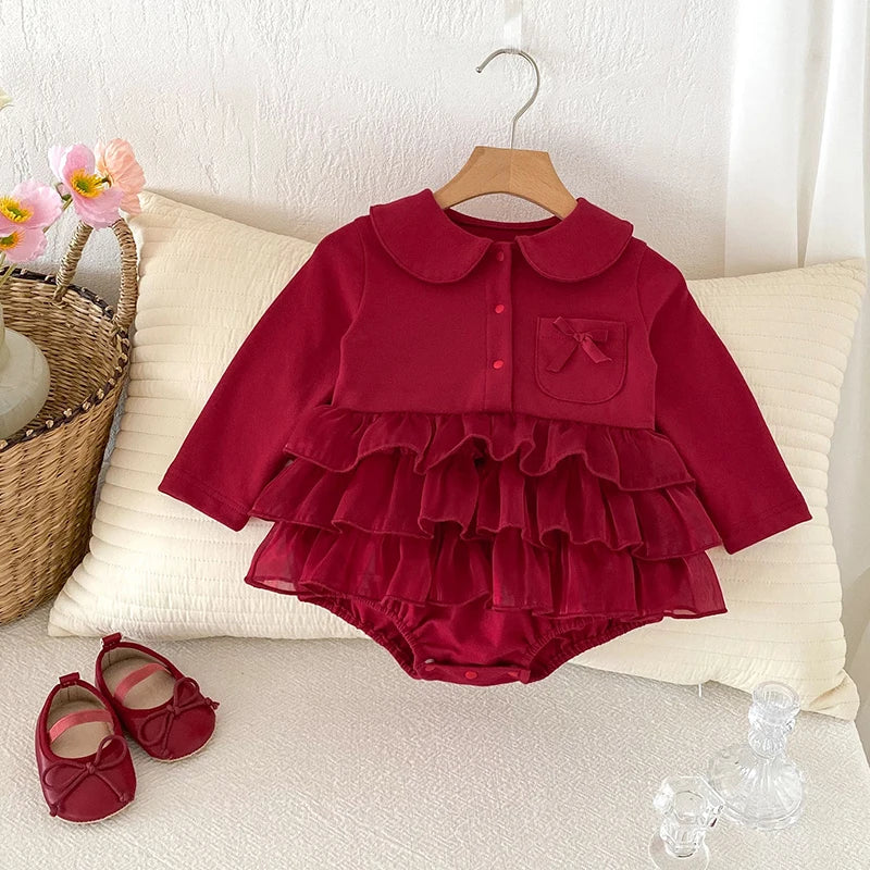 Infant Christmas Outfits Baby Romper Clothes Winter Red Santa Claus Knitted Newborn Infant Boy Girl Christmas Gift Jumpsuits+Hat