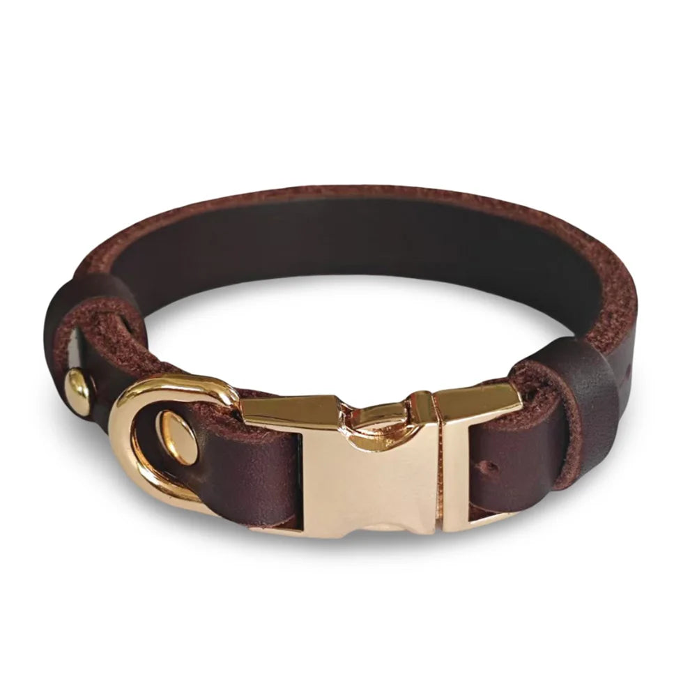 First-Layer Cowhide Dog Collar, 3 Sizes For Puppies/Small/Medium Dog, Soft Skin-Friendly Durable Outdoor Walking Dog Collar
