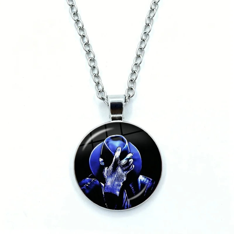 Thriller Dangerous M-Michael J-Jackson Necklace for Women Jewelry Cabochon Glass Pendant Fashion Statement Necklace