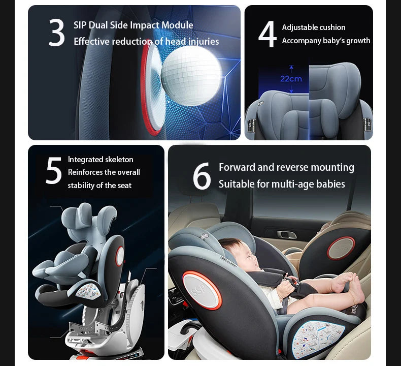 Child seat 360° ISOFIX rotating baby car seat Child Car Safety Seats ECE R129 5-point seat belt 0-12 Years Suitable for newborn