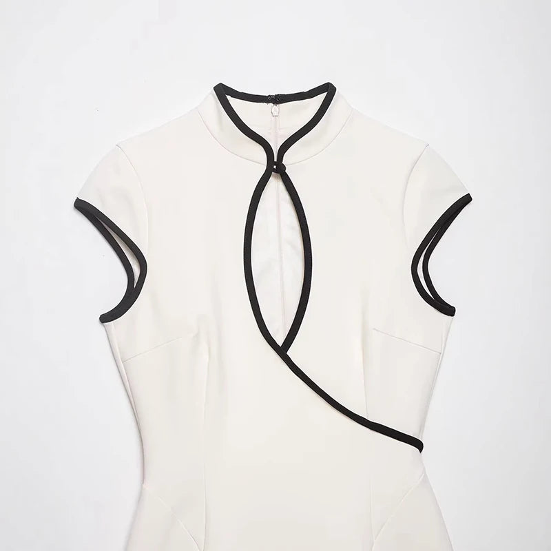 White Patchwork Mini Dress Women Fashion Sleeveless Off Shoulder High Waist Slim Mini Dresses 2026 Evening Party Summer Dresses