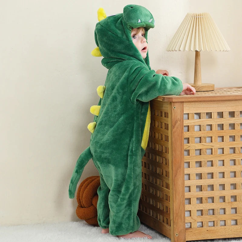 MICHLEY Carnival Dinosaur Baby Winter Costume Rompers Clothes Cute Cartoon Jumpsuit Bodysuit Overall Unicorn For Girls Boys Kid